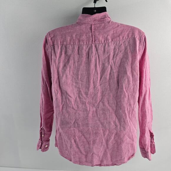 Banana Republic linen long sleeve button down shirt L slim fit pink mens 7005 - Picture 3 of 8